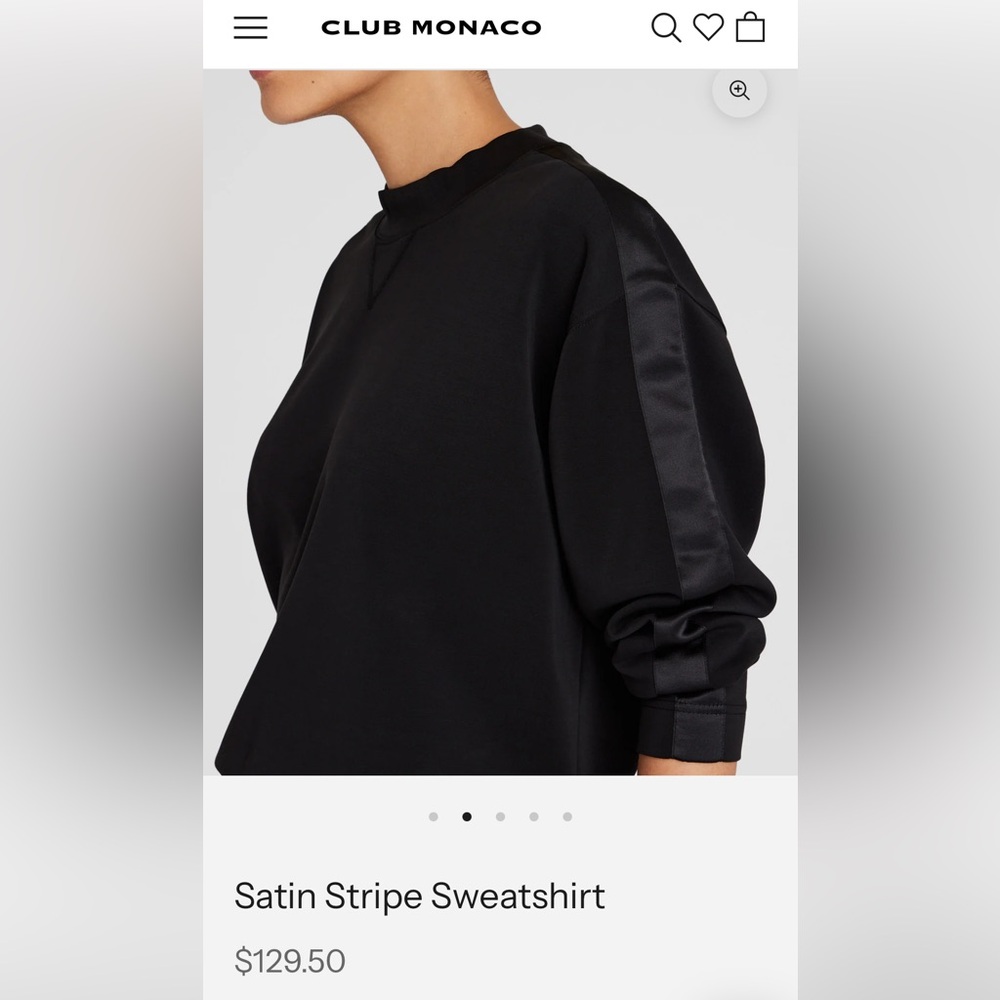 Club Monaco Satin Stripe Sweatshirt Long Sleeve